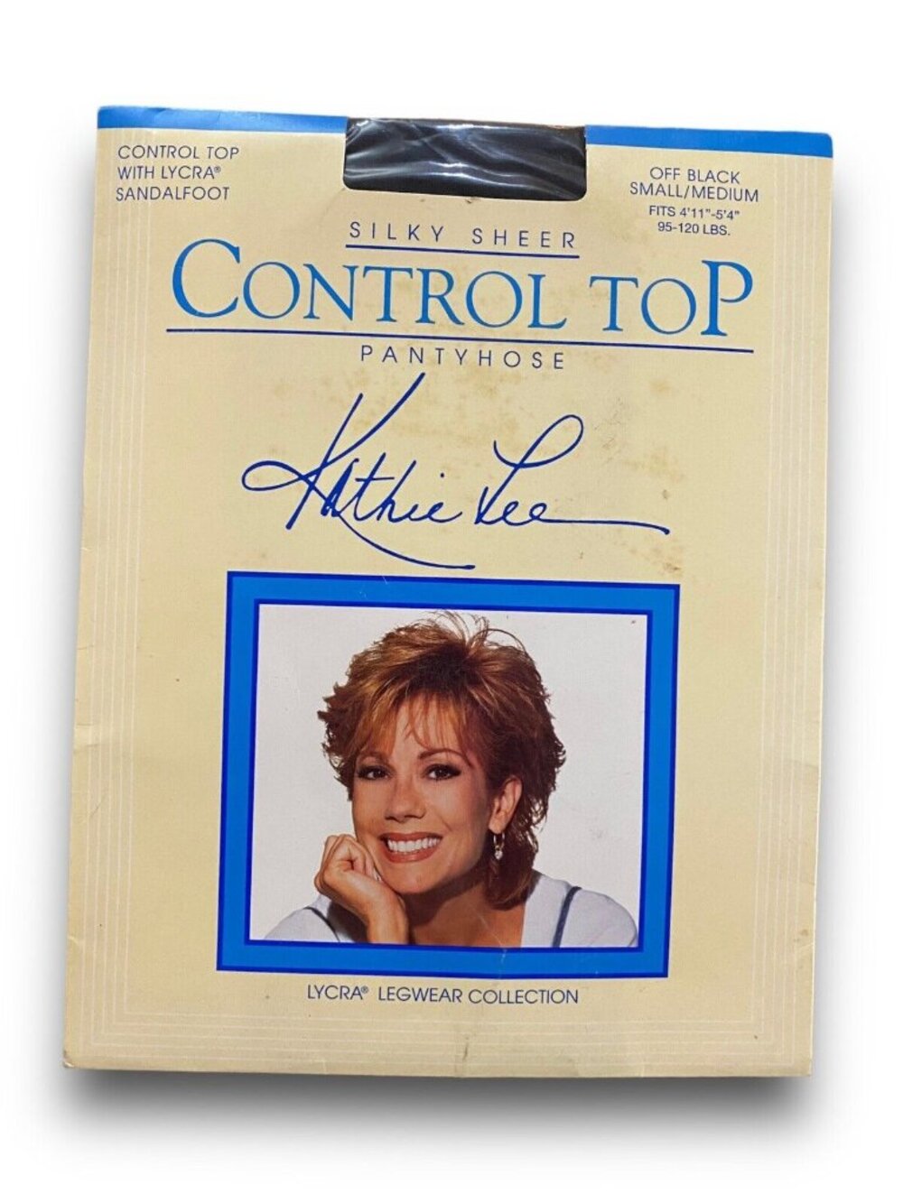 Kathie Lee Pantyhose Stockings Sheer Support Control Top Black Small/Med Vintage